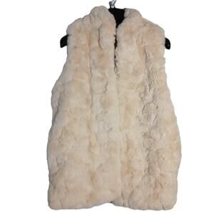 Rachel Zoe Women’s Plush Faux Fur Vest/ Ivory Cream /Hook Closure /Size L